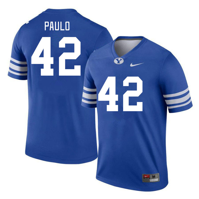 Men #42 Ray Paulo BYU Cougars College Football Jerseys Stitched Sale-Royal - Click Image to Close